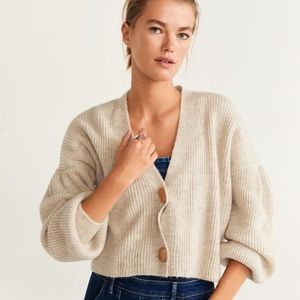 *FITS XS-M* Mango Cropped Balloon Sleeve Cardigan